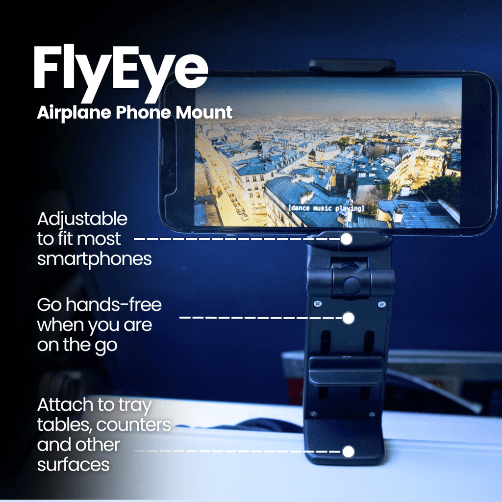 Airplane Phone Holder For Tray Table - Foldable 360° Rotating Stand For Travel, Fits 4.7" To 6.9" Phones